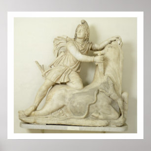 Poster Mithras Sacrificing the Bull, relief de marbre, ro