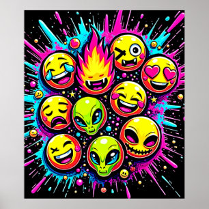 Poster Mix Neon Funky Emoji