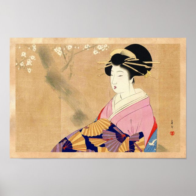 Poster Miyagawa Shuntei Oiran japonais ukiyo-e art (Devant)