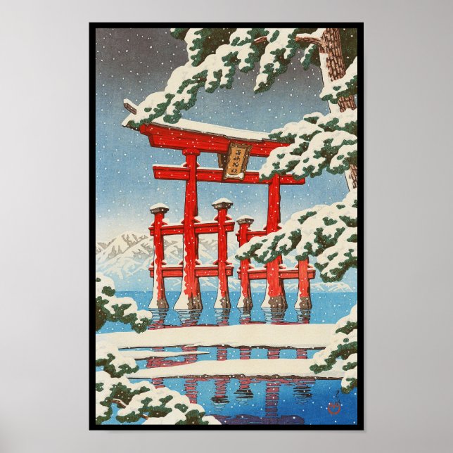 Poster Miyajima dans Snow Hasui Kawase shin hanga art (Devant)