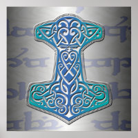 Mjölnir bleu sur Tengwar