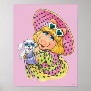 Poster Mlle Piggy Holding Puppy