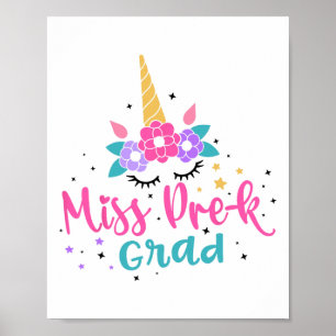 Poster Mlle Pré-k Grad préscolaire Diplômée filles enfant