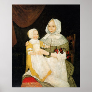 Poster Mme Elizabeth Freake et Baby Mary, vers 1671-1674