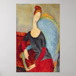 Poster Mme Hebuterne dans une chaise bleue, 1918