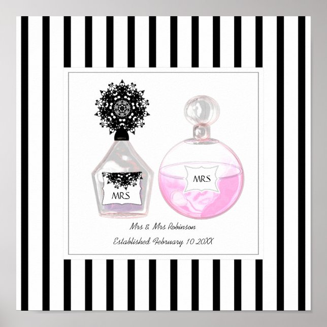 Poster Mme & Mme Bouteilles de parfum Mariage personnalis (Devant)