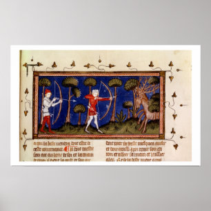 Poster MMS Fr 12399 f.38 Scène de chasse, tiré du Livre d