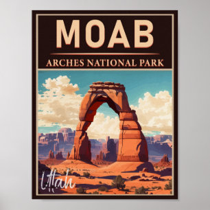Poster Moab Utah Vintage Sunset Arches Aventure en plein 