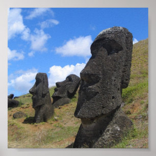 Poster Moai à Rano Raraku, île de Pâques