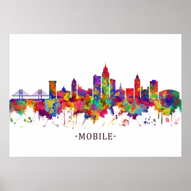 Poster Mobile Alabama Skyline (Devant)
