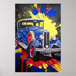 Poster mobile rétro, voiture, vintage,