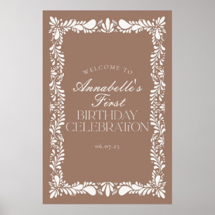 Poster Mocha Brown Talavera Fête d'anniversaire Bienvenue