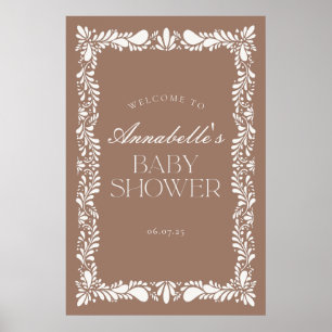 Poster Mocha Brown Talavera Fiesta Baby shower Bienvenue