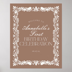Poster Mocha Brown Talavera Fiesta Bienvenue