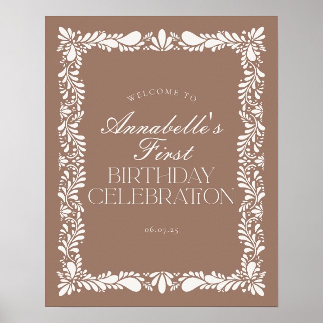 Poster Mocha Brown Talavera Fiesta Bienvenue (Devant)