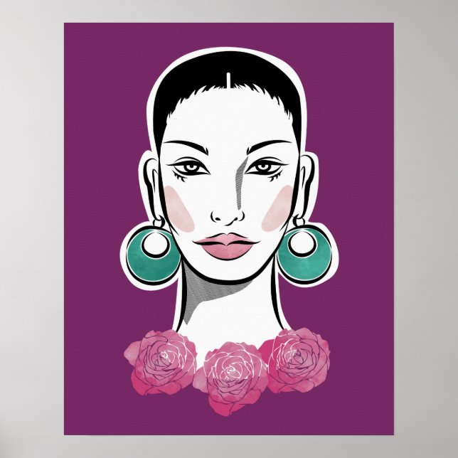 Poster Mod Fleur 1960s Femme (Devant)