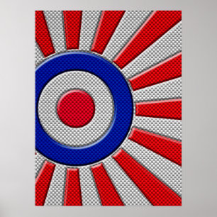 Poster Mod Roundel Sunburst asiatique en fibre de carbone