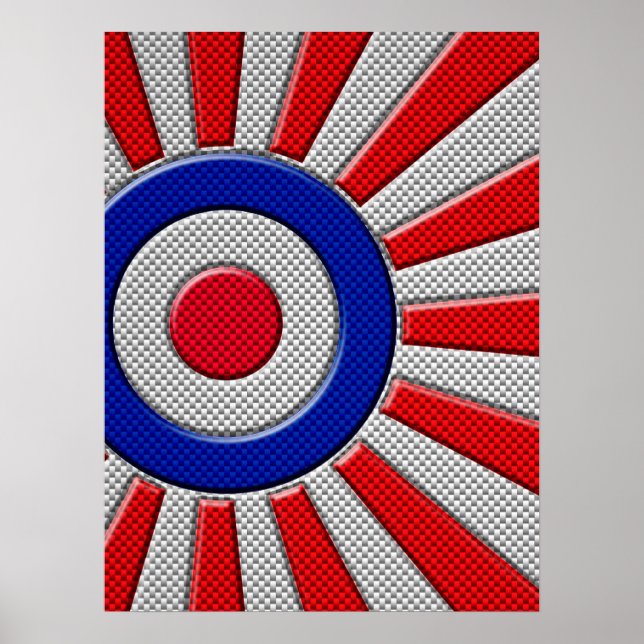 Poster Mod Roundel Sunburst asiatique en fibre de carbone (Devant)