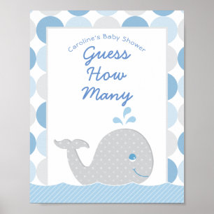 Poster Mod Whale Devine Combien De Garçon Baby shower Jeu