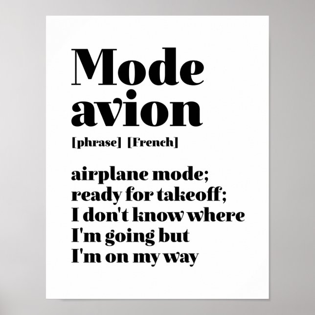 Poster Mode de voyage français inspiré Avion Avion (Devant)