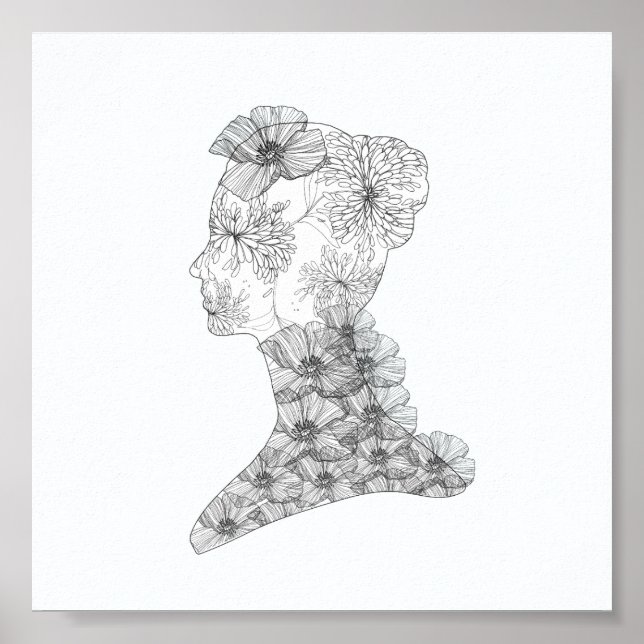 Poster Mode d'illustration florale chic (Devant)