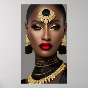 Poster Mode Exotique Bijou doré africain femme noire