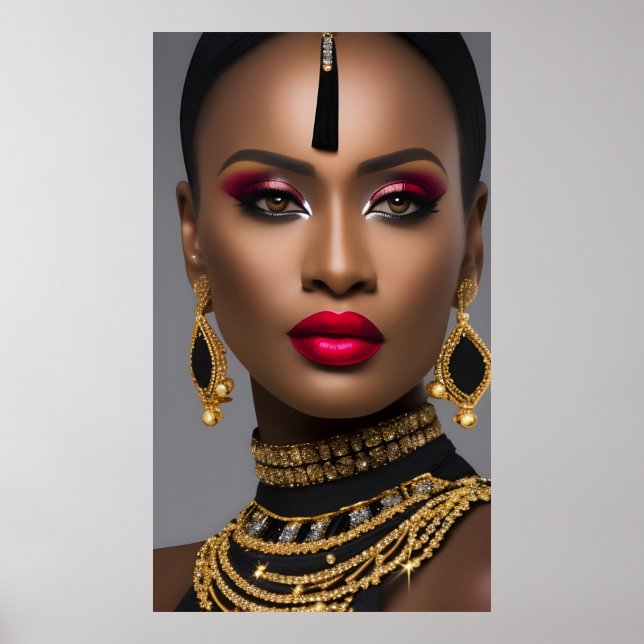 Poster Mode Exotique diamant d'or africain bijou noir (Devant)