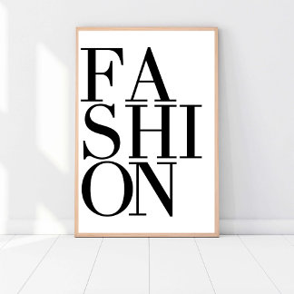 Poster Mode Fashionista, Chic Art Moderne Noir & Blanc