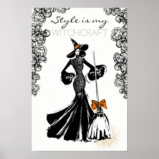 Poster mode halloween illustration avec dentelle noire (Devant)