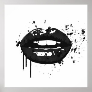 Poster Mode noir et blanc glamour lèvres beauté baiser