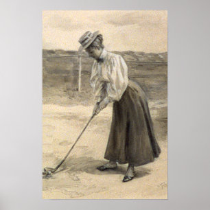 Poster Mode vintage de golf de femme, 1890s