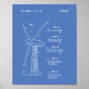 Poster Modèle 1990 d'art de brevet de rotor de turbine de