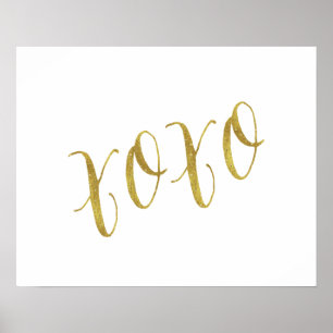 Poster Modèle Arrière - plan XOXO Quote Faux Gold Parties