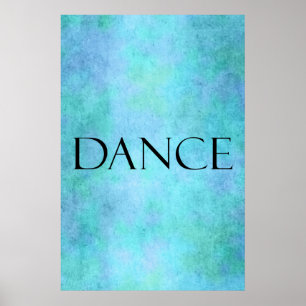 Poster Modèle bleu turquoise de danse d'aquarelle de
