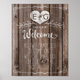 Poster Modèle bois rustique accueil mariage panneau Impri