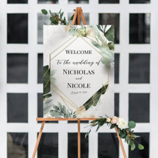 Poster Modèle d'Affiche de bienvenue Mariage floral
