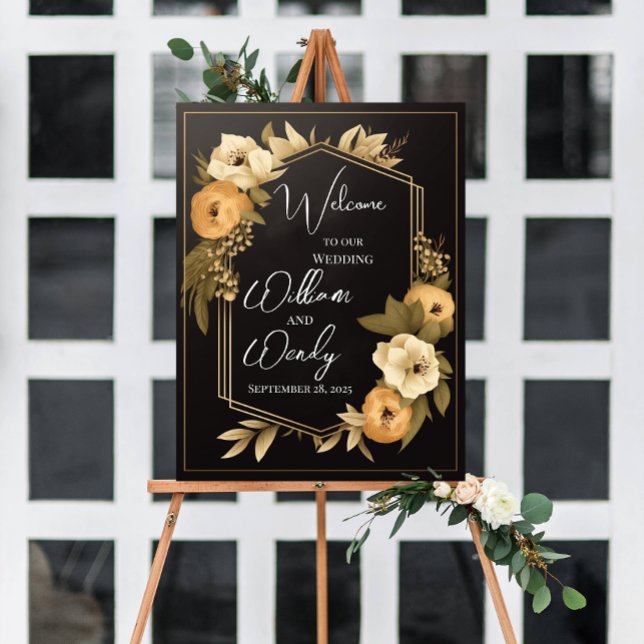 Poster Modèle d'Affiche de bienvenue Mariage floral (Créateur téléchargé)