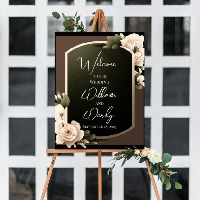 Poster Modèle d'Affiche de bienvenue Mariage floral (Créateur téléchargé)