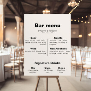 Poster Modèle d'affiche de menu de bar de mariage élégant