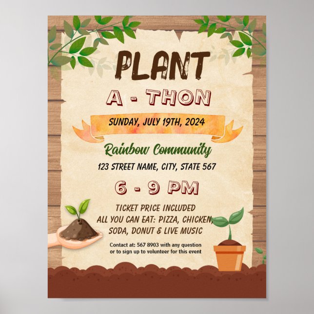 Poster modèle d'affiche du prospectus plante-a-Thon (Devant)