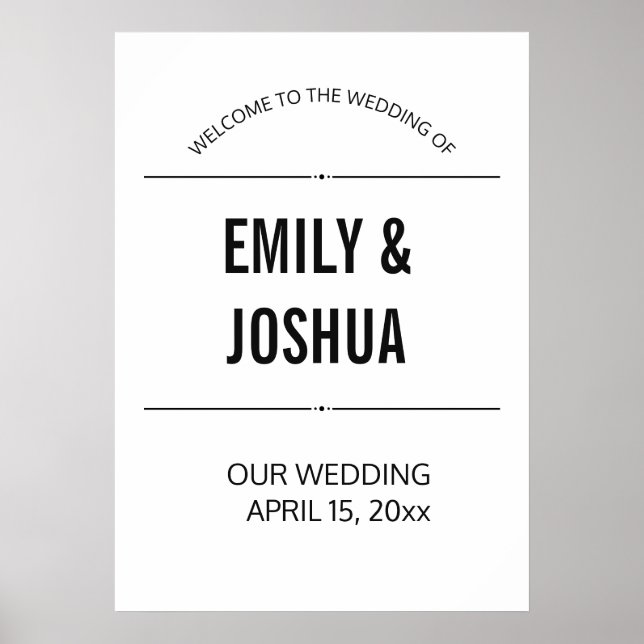Poster Modèle d'affiche simple Mariage noir blanc (Devant)