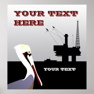 Poster Modèle d'affiches Huile et Pélican offshore