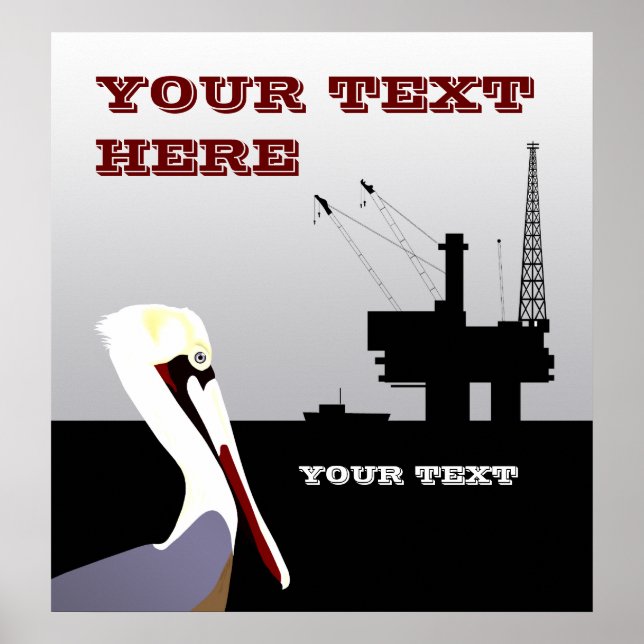 Poster Modèle d'affiches Huile et Pélican offshore (Devant)