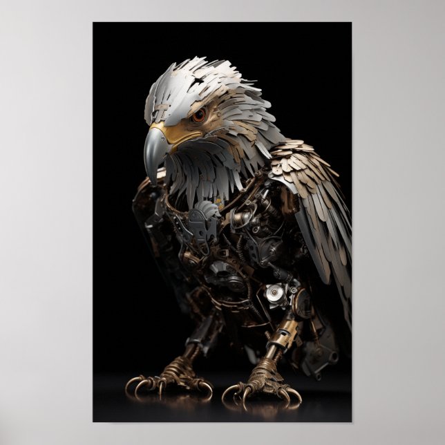 Poster Modèle d'aigle captivant fabriqué à partir de ferr (Devant)