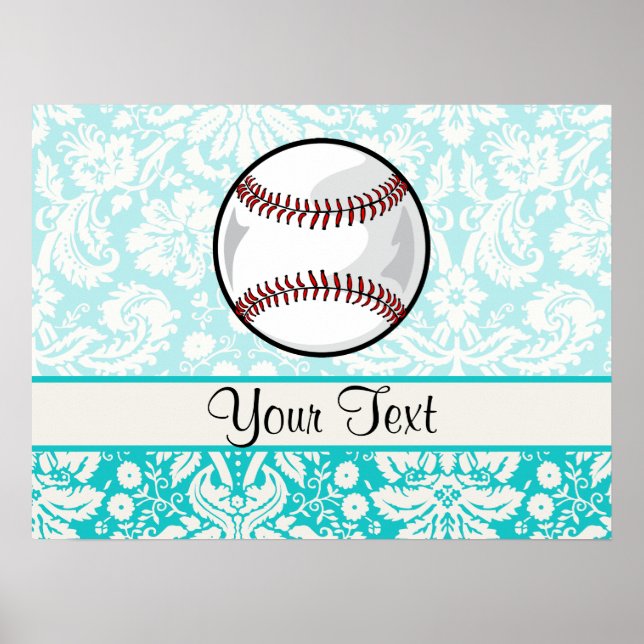 Poster Modèle Damask turquoise Softball (Devant)