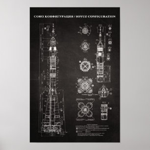 Poster Modèle d'architecture spatiale Soyuz