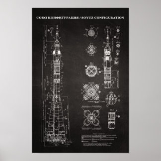 Poster Modèle d'architecture spatiale Soyuz