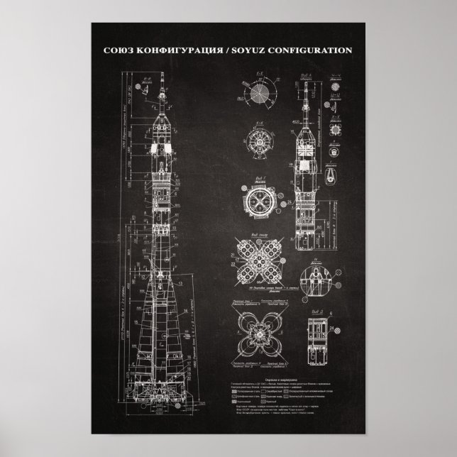 Poster Modèle d'architecture spatiale Soyuz (Devant)