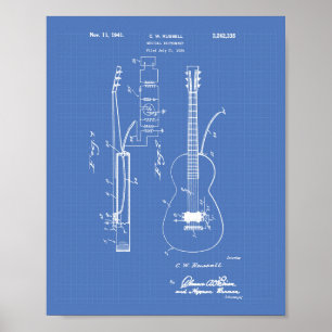 Poster Modèle d'art de brevet de la guitare 1941