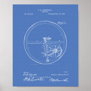 Poster Modèle d'art de brevet du monocycle 1894